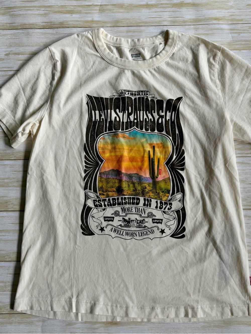Levi's Cream Short Sleeve Tee with Desert Graphic